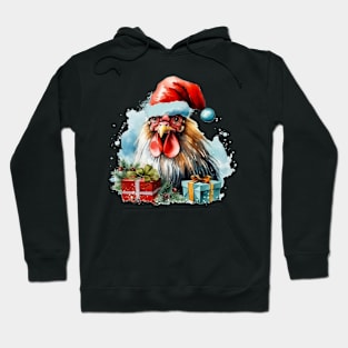 Chicken Hen Celebrate Christmas with Gift Hoodie